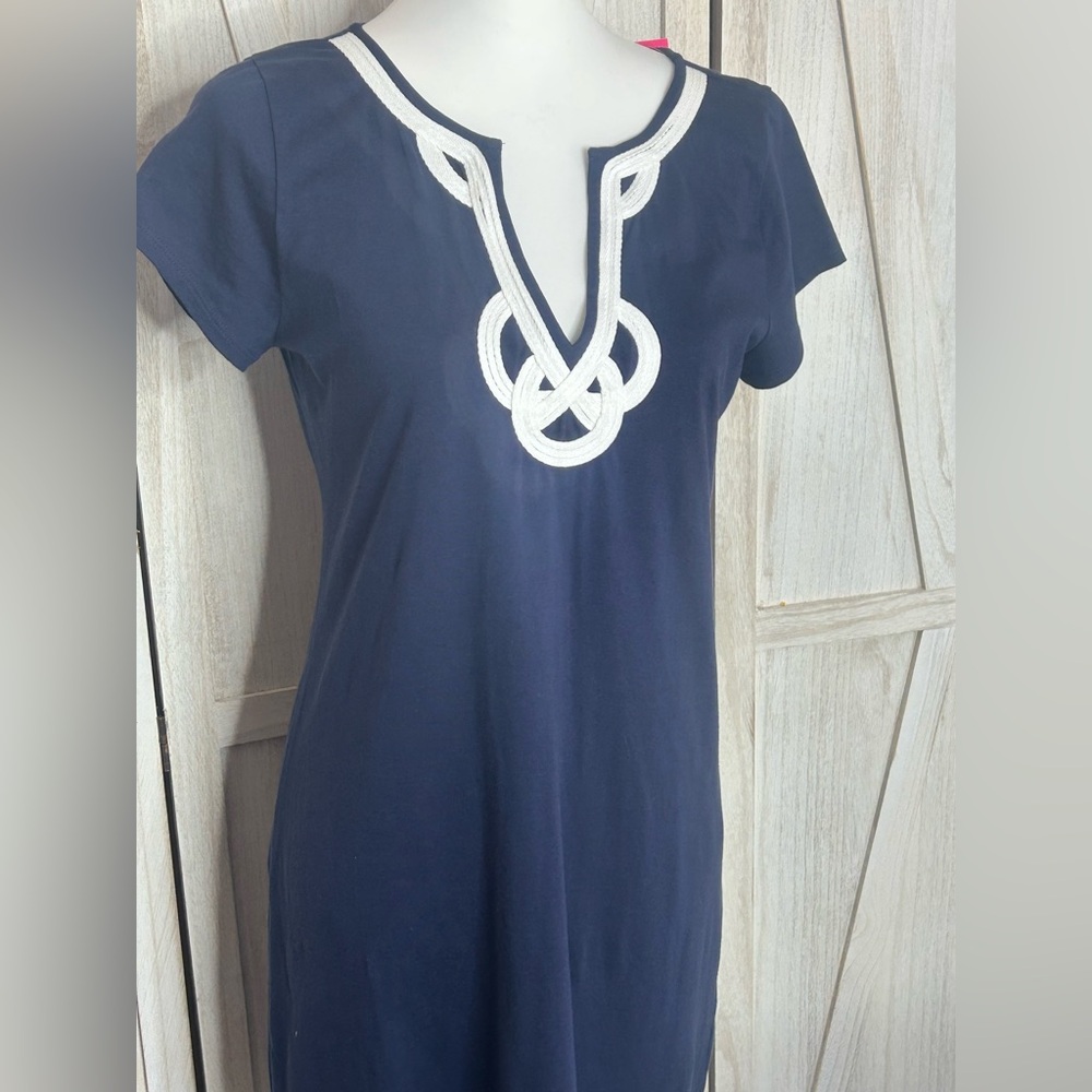 NWT Lilly Pulitzer Brewster Dress True Navy Sz M Nautical Resortwear Cruise - Picture 3 of 10